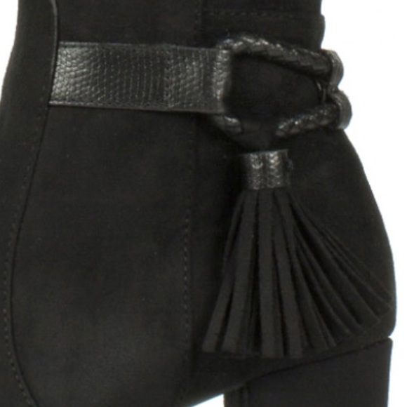 Black Rope and Tassel Detail Block Heel Boots - Picture 6 of 6